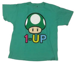 Super Mario Toad Mushroom One 1 UP T Shirt Large Vintage Green Pink Yell... - £15.69 GBP