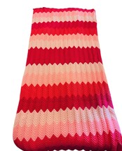 Afghan Chevron Crochet Vintage Multicolor Zig Zag Sofa Throw Blanket 79&quot; x 38&quot; - £18.91 GBP