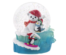 Precious Moments Playful Penguin &amp; Polar Bear Warm Hugs Holiday Music Snow Globe - £70.25 GBP
