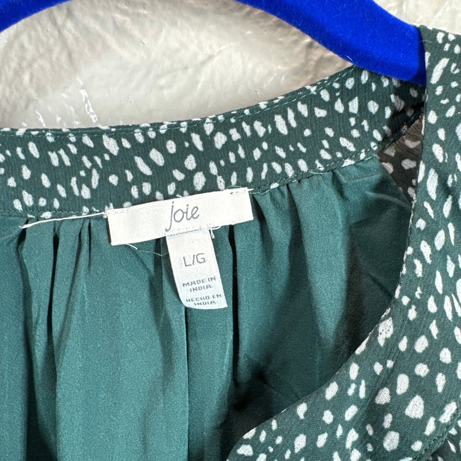 Joie Green Polka Dot Mini Dress Balloon Long Sleeve Shift Chiffon Size Large Item image 3