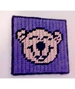 Handmade Needlepoint Plastic Canvas Smiling Bear Shaped Coaster Wall Dec... - $7.35