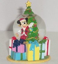Disney Store Mickey Mouse Snowglobe Christmas Tree Gifts Waterball Mini Retired - £27.50 GBP