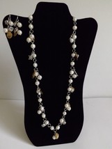 Genuine freshwater pearl necklace and earrings set - £39.17 GBP