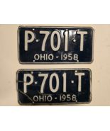 1958 Ohio License Plates Tag 100% All Original!! P-701-T-Vintage - $103.40 CAD
