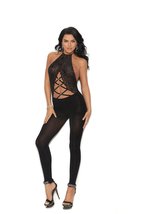 Womens Halter Neck Lace Up Criss Cross Detail Bodystocking Lingerie Body... - £24.52 GBP