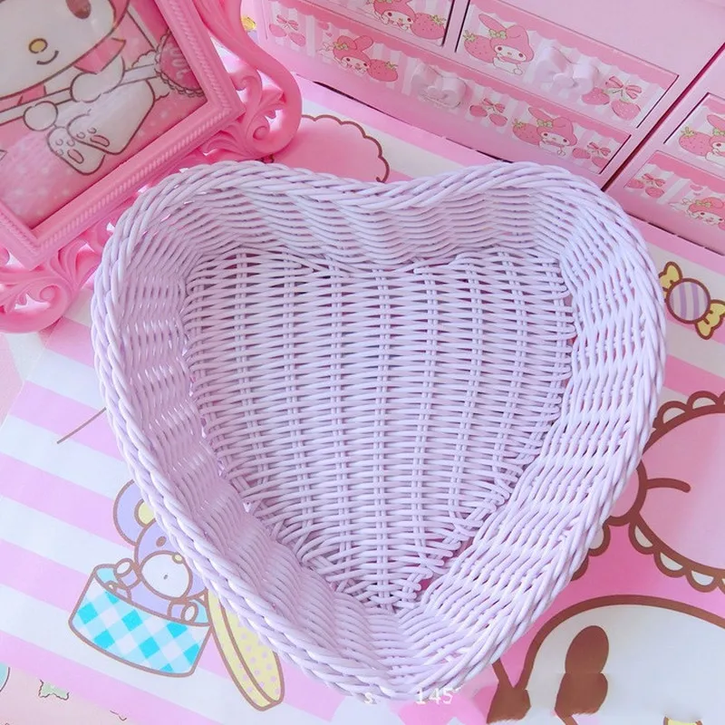 Love Heart Shape Basket Desktop Sweet Color Basket Props for Home Storage  - £10.06 GBP
