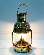 Electric Vintage Stable Gold Brass Lantern Lamp Wall Hanging Home Decor - £47.00 GBP