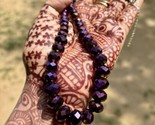 Electroplated Mettalic Purple Rondelle Faceted Glass Bead Mala Necklace,... - $17.63