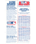 ALL STAR BASEBALL 1990 FAN BALLOT JOHNNY BENCH VINTAGE CBS SPORTS USA TODAY - $9.75