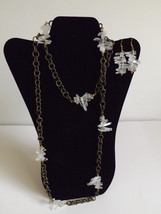 Natural unpolished Quartz crystals necklace and earrings set  - £36.96 GBP