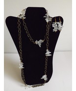 Natural unpolished Quartz crystals necklace and earrings set  - $45.99
