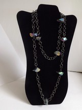 Handmade long natural coated agate nugget necklace and earring set  - £35.95 GBP