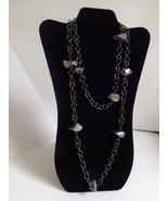 Handmade long natural coated agate nugget necklace and earring set  - £36.08 GBP