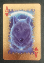 Animal-Themed Golden Foil PVC Mini Playing Card Wolf Ace Hearts - $1.84