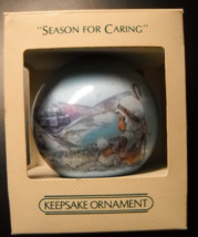 Hallmark Keepsake Christmas Ornament 1982 Season For Caring Satin Ball Boxed - £5.58 GBP