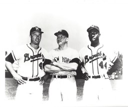 Mickey Mantle Hank Aaron E Matthews 8X10 Photo New York Yankees Baseball Picture - $4.94