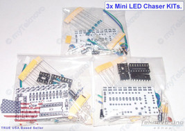 3x Mini White LED &amp; PCB Sequencer Chaser Follower Scroller DIY KIT NE555... - £11.00 GBP