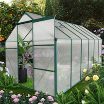 6x12 FT Polycarbonate Greenhouse Raised Base and Anchor Aluminum - £436.60 GBP