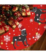 Great Dane Christmas Tree Skirt Red 48 Inch Winter Decoration - $97.18 MXN