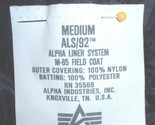 Alpha (TM) nylon liner for M-65 field jacket; ALS; black, MEDIUM Liner S... - $40.00