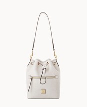 Dooney &amp; Bourke Saffiano Drawstring Shoulder Bag Off-White Leather Handb... - £174.98 GBP