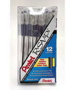 NEW Pentel 12-PACK RSVP Ballpoint Pens 1.0mm BLACK INK Medium Point BK91... - £6.11 GBP