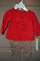 Little Wonders  Infant  Girl&#39;s Playwear Set  Sizes NB 0-3M  NWT Red/Animal Print - £9.57 GBP
