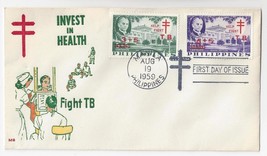 Philippines 1959 FDC Fight TB Semipostal B12 B13 Surcharge Thermograph Cachet - $6.95