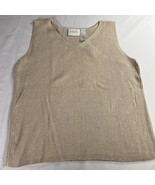 Vintage Liz Claiborne Sport Knit Tank Top Women&#39;s M Tan V-Neck  - $22.24