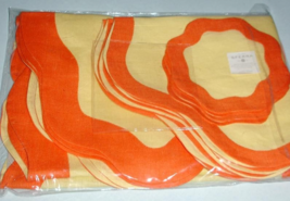 Sferra Scallop 2-Tone Ondulato Table Linens 13-Piece Set Yellow/Tangerin... - $445.50