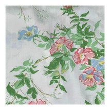 Vintage percale Twin Flat Sheet Utica Stevens Blue, Pink, Yellow Flowers... - £14.70 GBP