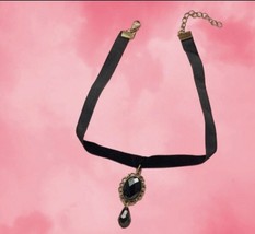 Victorian Gothic Mourning Choker Necklace - Gothic Black Pendant Choker - £6.80 GBP
