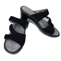 Alegria Loti Sandals 37 Black Leather Sparkle Wedge Lot 699 - £30.46 GBP