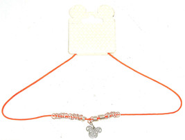 Disney Mickey Mouse Head Necklace Lobster Clasp Orange Cord Theme Parks New - $14.95