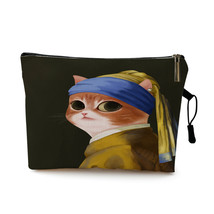 Super Cute Funny Cat Artist Design Makeup Bag Women Ladies Cosmetic Bag Travel T - £11.93 GBP