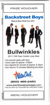 Backstreet Boys Vip Party 2001 Ticket Stub Bullwinkles Ft. Lauderdale Black &amp; Bl - £3.88 GBP