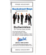 BACKSTREET BOYS VIP PARTY 2001 TICKET STUB BULLWINKLES FT. LAUDERDALE BL... - $6.78 CAD