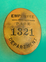 Old Vtg Collectible Oval Shaped Park Department 1321 Employee Badge Pin - £32.01 GBP