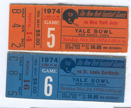 New York Football Giants 2 1974 Ticket Stubs Yale Bowl New Haven Cardinals Jets - £23.39 GBP