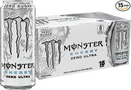 Monster Energy Zero Ultra, Sugar Free Energy Drink, 16 Ounce (Pack of 15) - £17.58 GBP