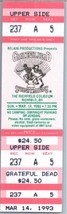 Grateful Dead Mail Away Untorn Ticket Stub Marzo 14 1993 Richfield Ohio - £64.99 GBP