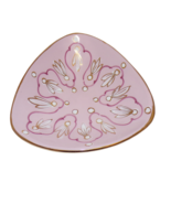 Vintage MCM Italian Made Ceramic Candy Dish Pink &amp; Gold 7&quot; - £23.38 GBP