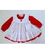 Vintage Bryan Pinafore Dress 18 Months White Red 2 Pc Christmas Valentin... - £31.38 GBP