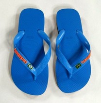 Havaianas Brazil Flip Flops Blue Thong Sandals Rubber Slip Ons US W6 M5 ... - £14.24 GBP