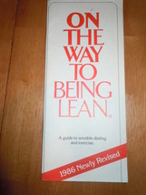 Vintage On The Way to Being Lean A Guide to Sensible Dieting Booklet 1986 - $2.99