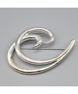 Trifari Large Swirl Brooch Pin Silver Tone Modernist Wave Curl 2.5" - $19.99