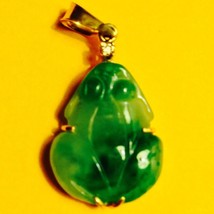 Vintage Jade Frog Pendant W/Diamond 18k Gold Setting - £698.61 GBP