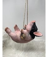 Home Decor Resin Hand Painted Hanging Pig Piglet Tree Branch 7” Decorati... - $39.99