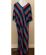 Vintage 70s Clovis Ruffin Boutique Maxi Striped Hostess Boho Dress Women... - $148.38