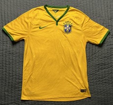 Nike 2014 Brazil International Soccer Football Jersey Men’s Size Large Yellow - $34.65